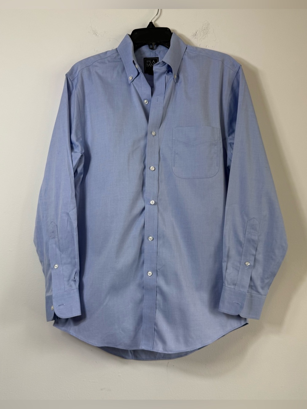 Jos A Bank Traveler Slim Fit Blue Dress Shirt 15.5 32 Cotton Button Down